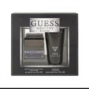 Guess Seductive Homme Men’s Gift Set — Black and Silver Accents NEW